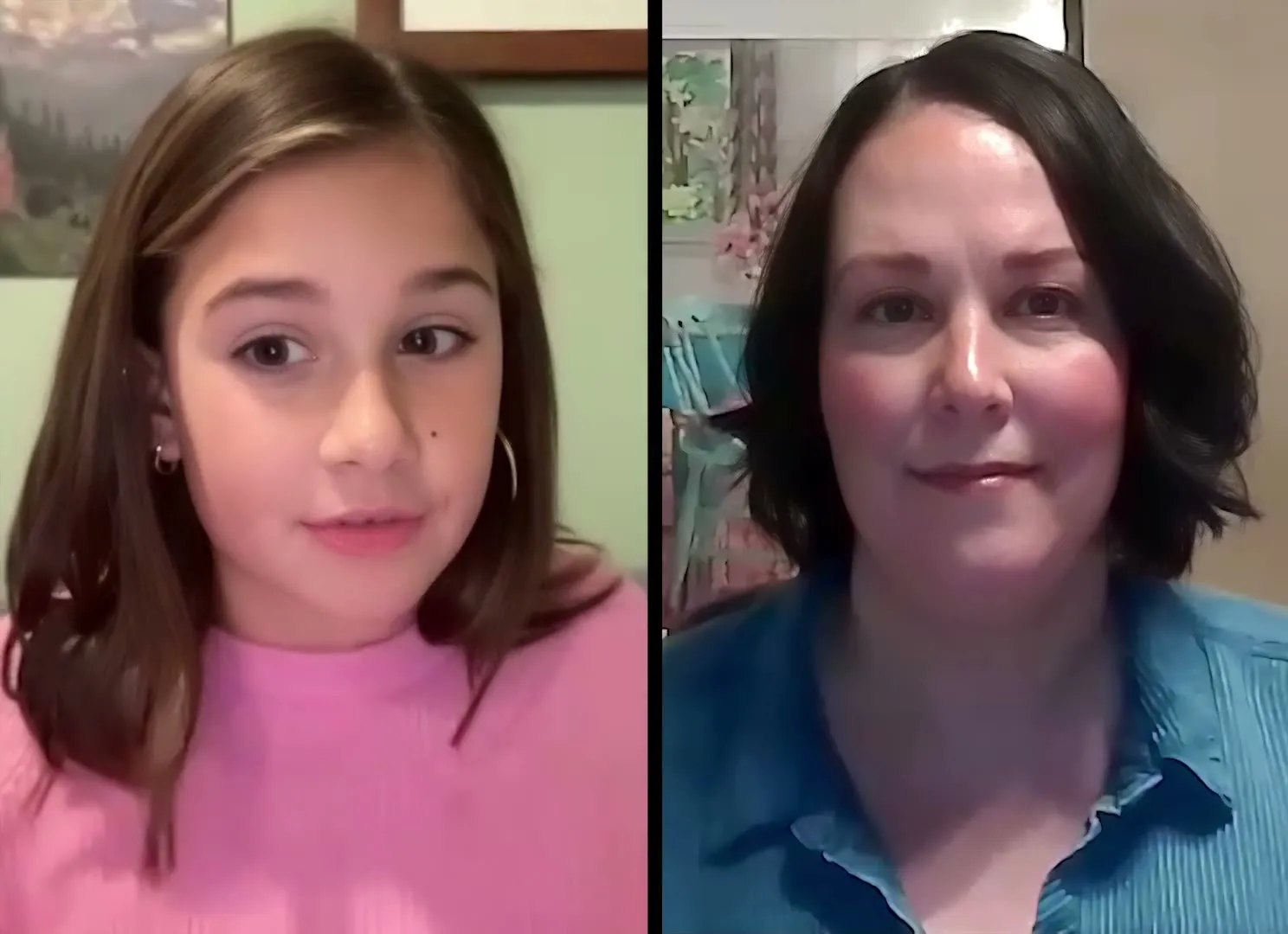 A young pen pal and Amanda talking on a video call